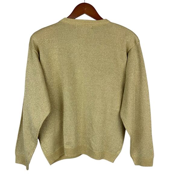Vintage Dress Barn Cardigan Sweater Gold Knit Embroidered Beaded Women's L - Picture 6 of 6